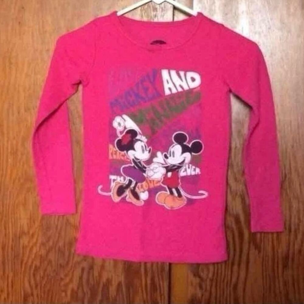 Mickey Minnie Pink Long Sleeve Kids Shirt